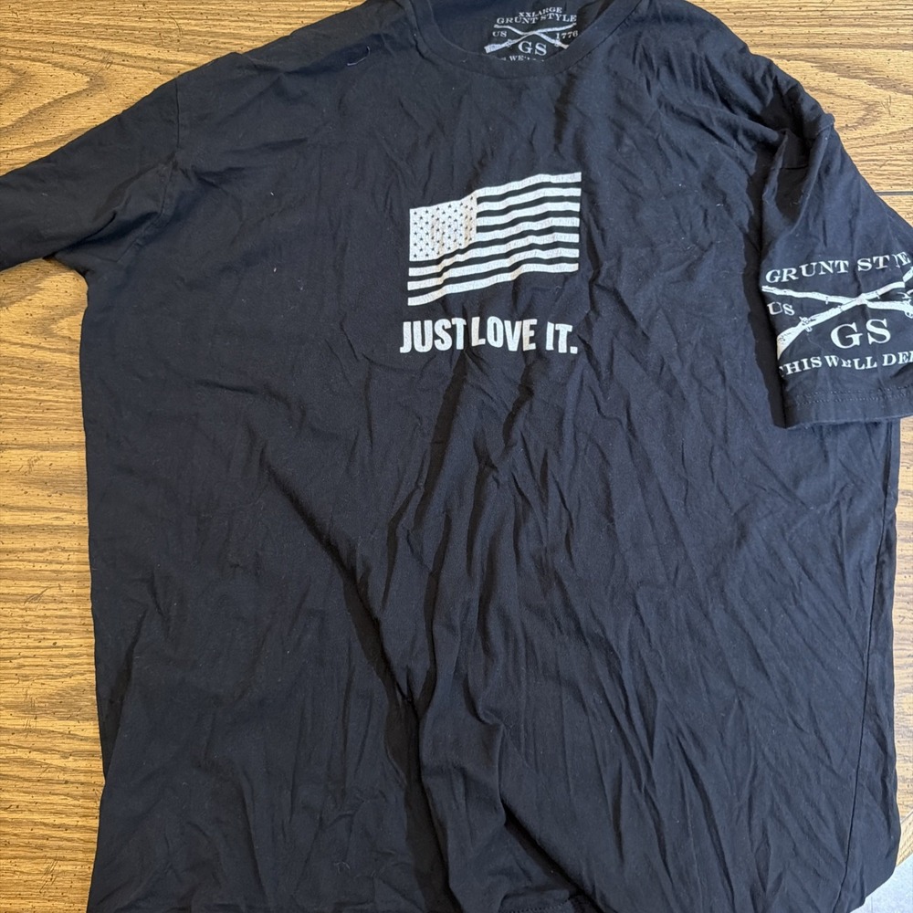 Grunt Style Just Love It American Flag Graphic T-Shirt Black XXL Mens